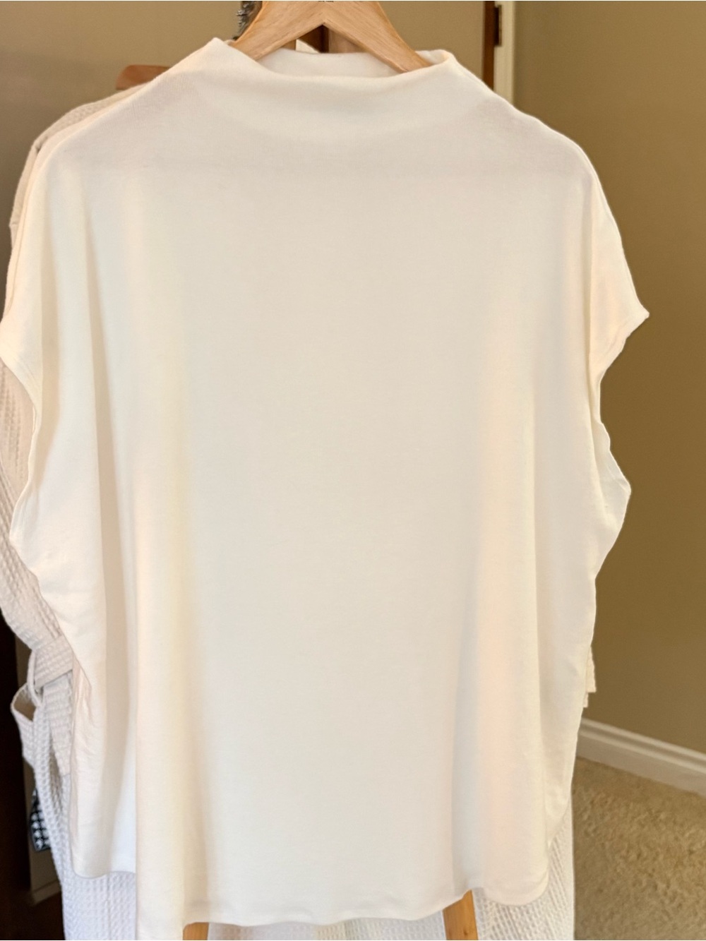 Studio Relaxed Ivory Short Sleeve Mock-neck Lightweight Sweater 3X